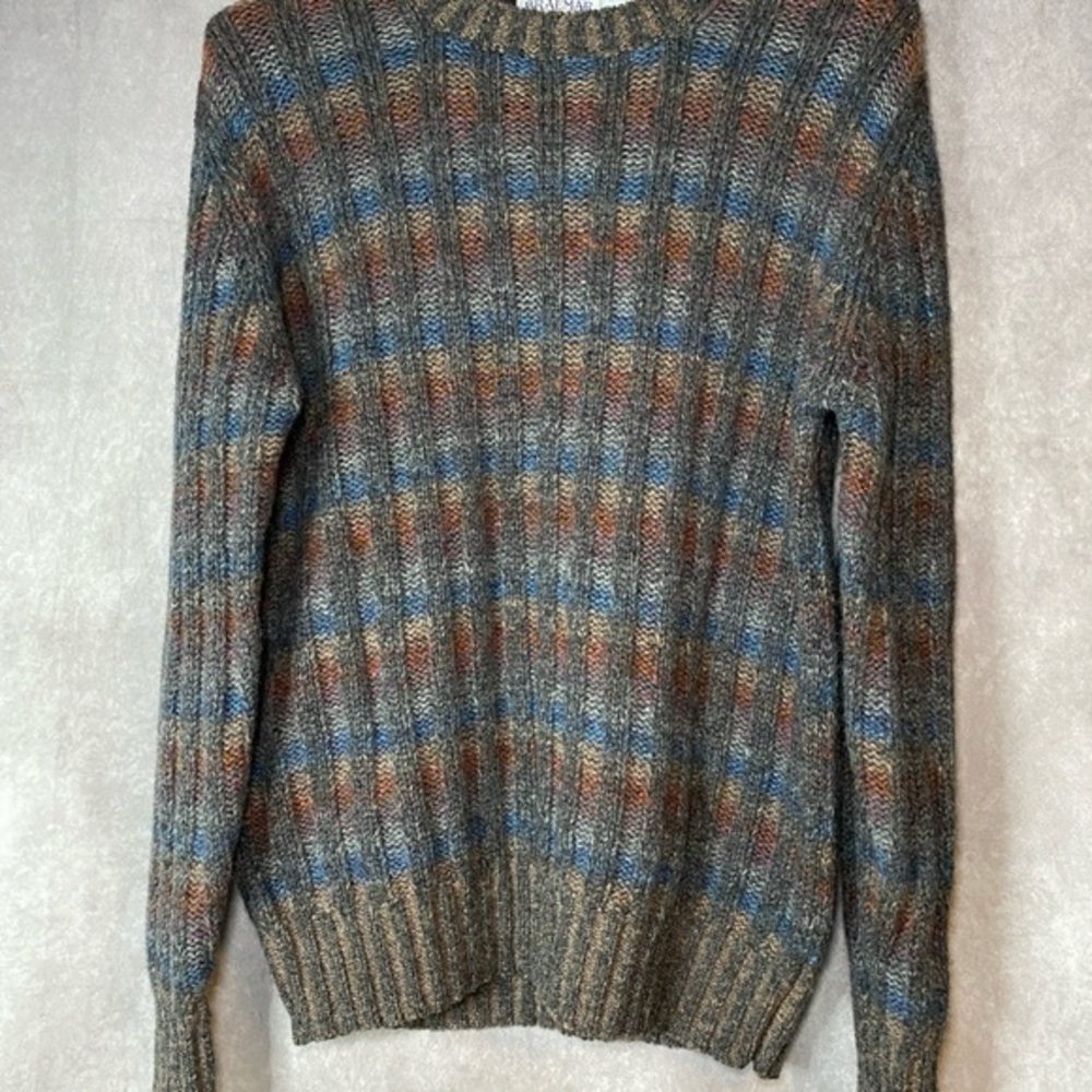 Vtg Braemar Men's M Scottish Shetland Wool Sweater‎ Blue/Gray Grandpa Grunge